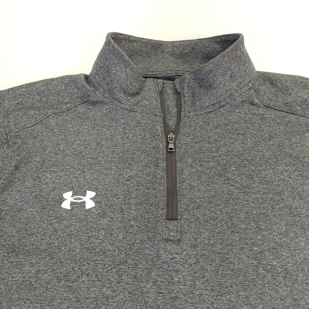 Under Armour Pullover Mens XL Loose Fit Gray White‎ Logo Quarter Zip Athletic
